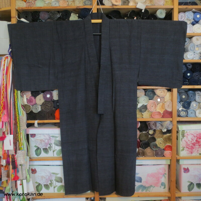 japanischer anthrazit Wildseiden Hitoe Männer Kimono