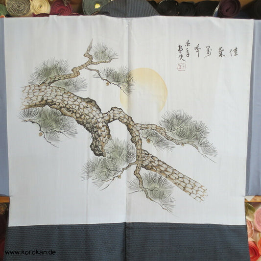 alte Kiefer Gedicht Futter Haori, Tsumugi Kasuri Seide