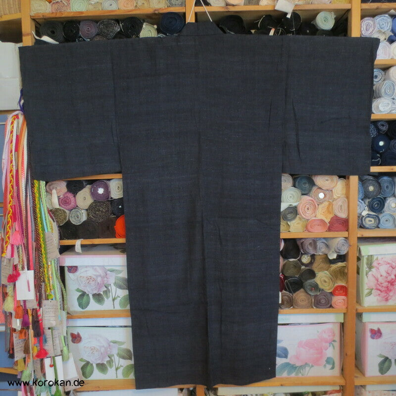japanischer anthrazit Wildseiden Hitoe Männer Kimono