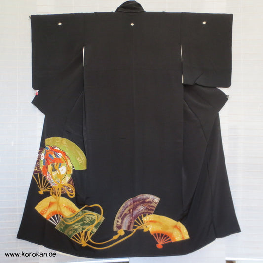 Phönix auf Fächer Tomesode Seiden Kimono