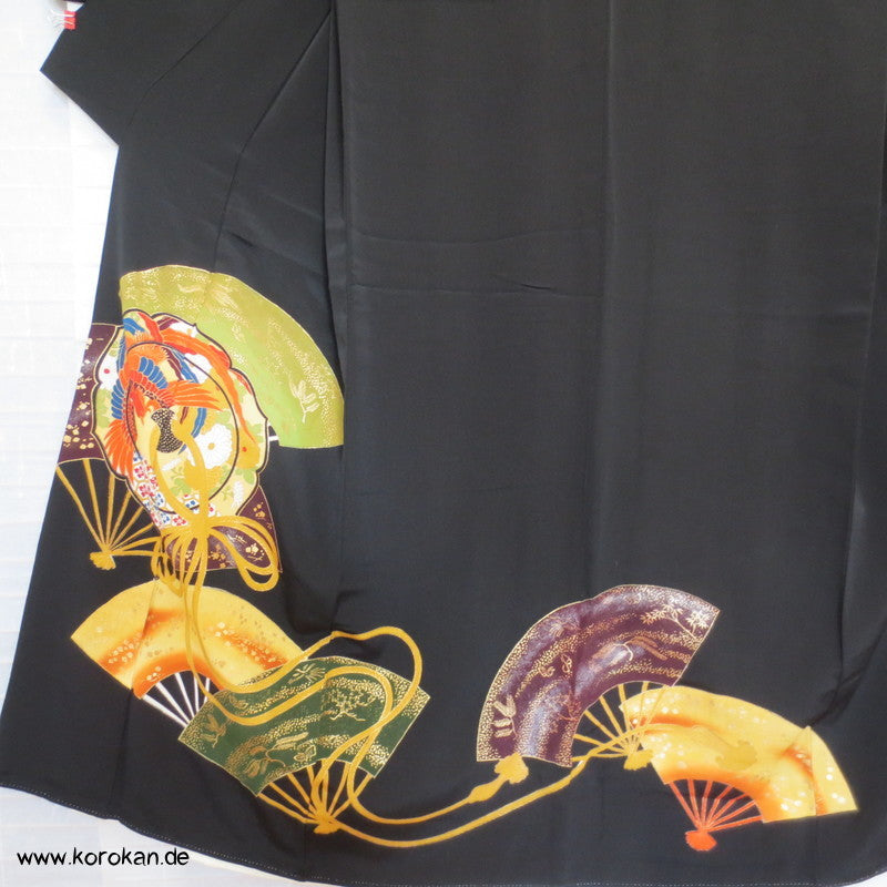 Phönix auf Fächer Tomesode Seiden Kimono