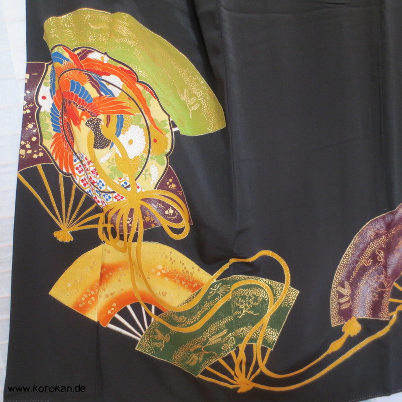 Phönix auf Fächer Tomesode Seiden Kimono