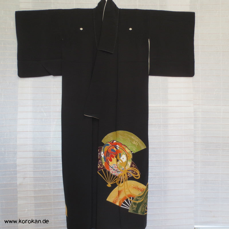 Phönix auf Fächer Tomesode Seiden Kimono