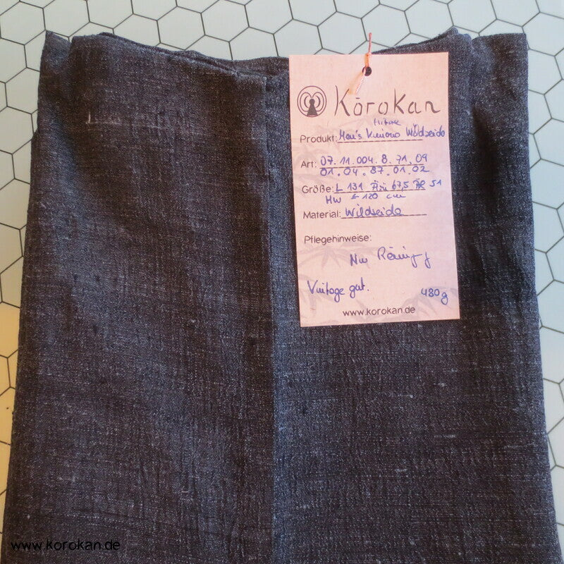 japanischer anthrazit Wildseiden Hitoe Männer Kimono