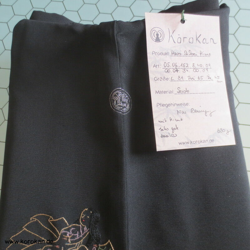 gestickte Hime Prinzessinnen Haori Kimono Jacke - Schwarz