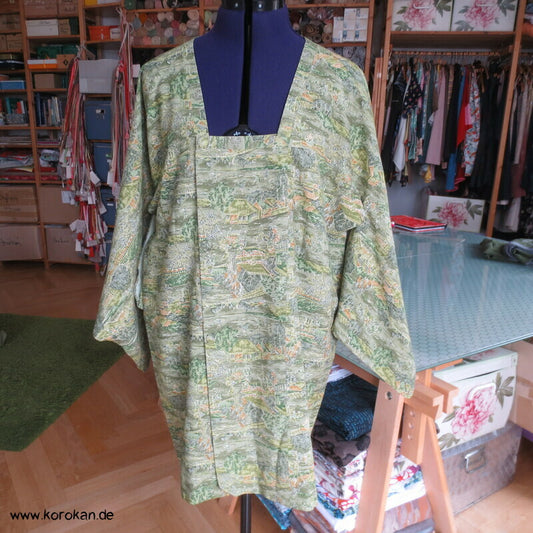 grüne Landschaft Tsumugi Seide Michiyuki Jacke