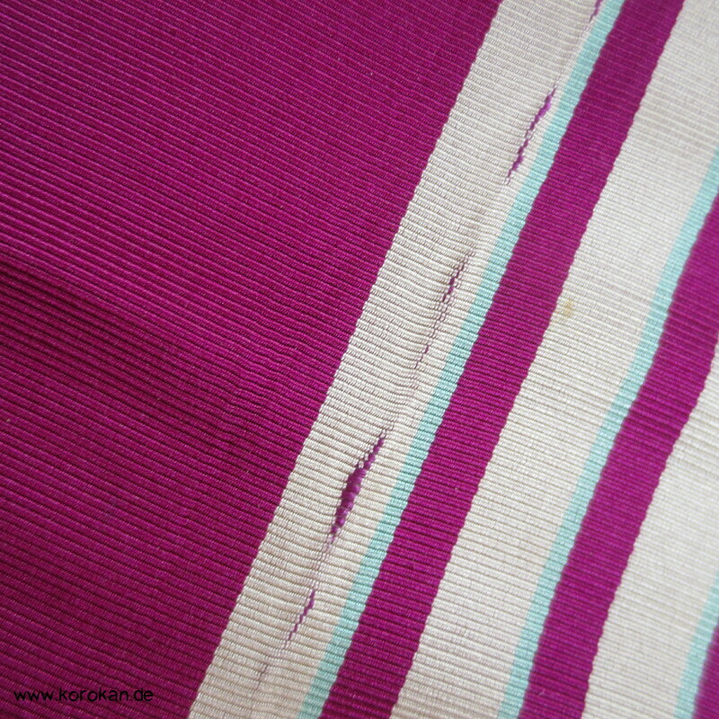 pflaumenpink mit Streifen Obi Seidenrips