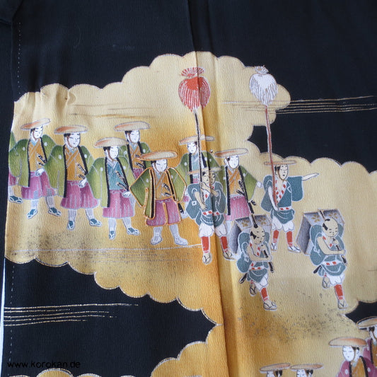 Edo Prozessionszug Tomesode Seiden Kimono
