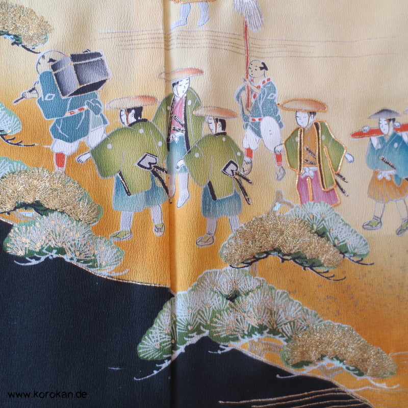 Edo Prozessionszug Tomesode Seiden Kimono