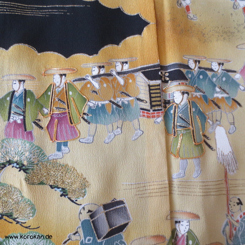 Edo Prozessionszug Tomesode Seiden Kimono