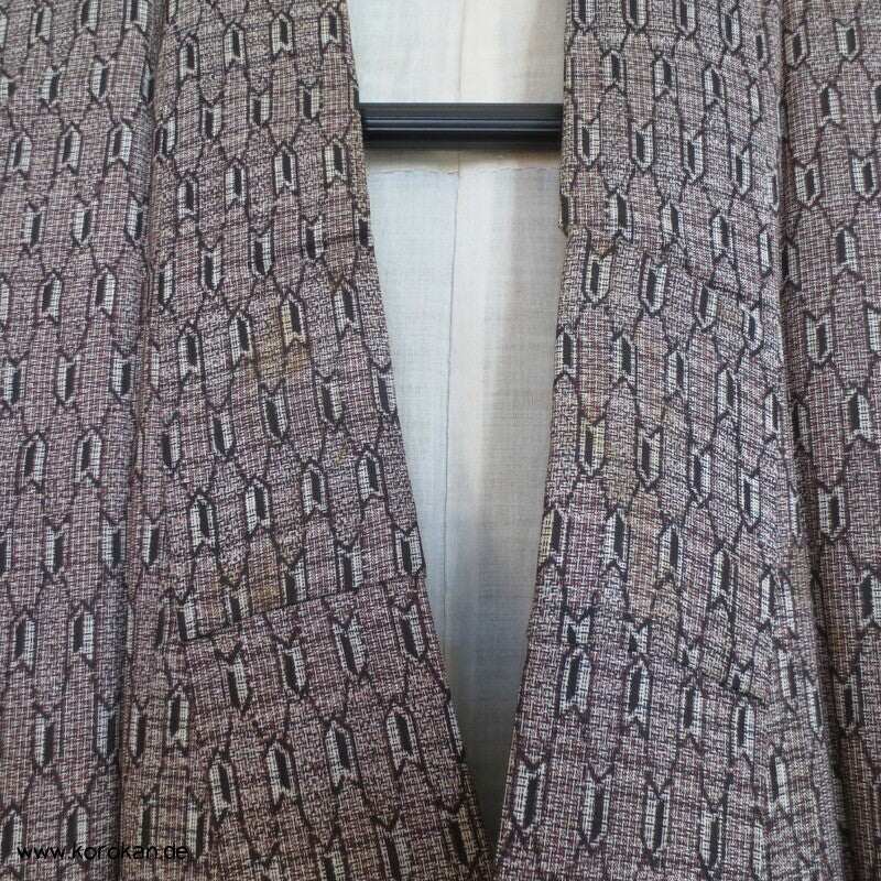 Oshima Tsumugi Seiden Kasuri Kimono Pfeile, antik