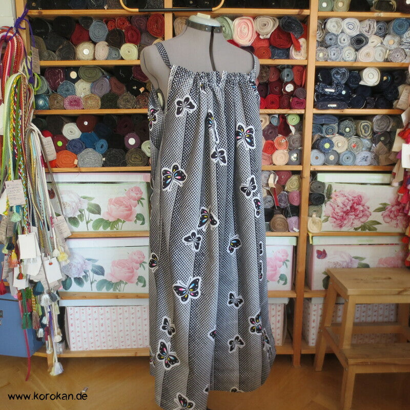 Hochsommer / Strand Kleid aus Yukata Baumwolle, Schmetterlinge, Gr. L