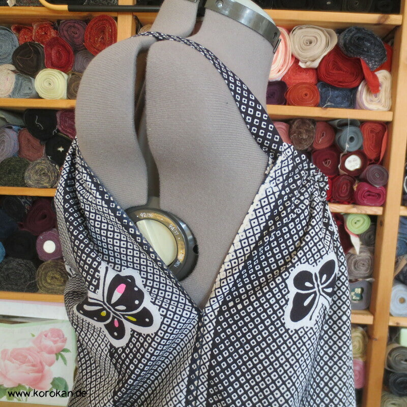 Hochsommer / Strand Kleid aus Yukata Baumwolle, Schmetterlinge, Gr. L
