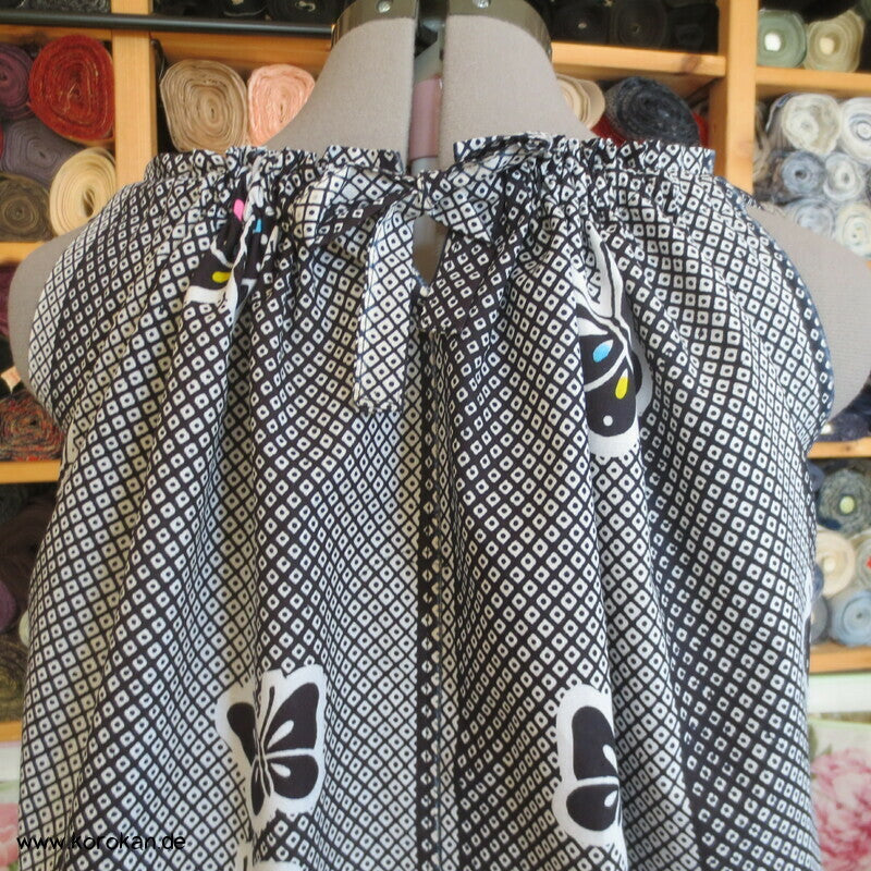 Hochsommer / Strand Kleid aus Yukata Baumwolle, Schmetterlinge, Gr. L