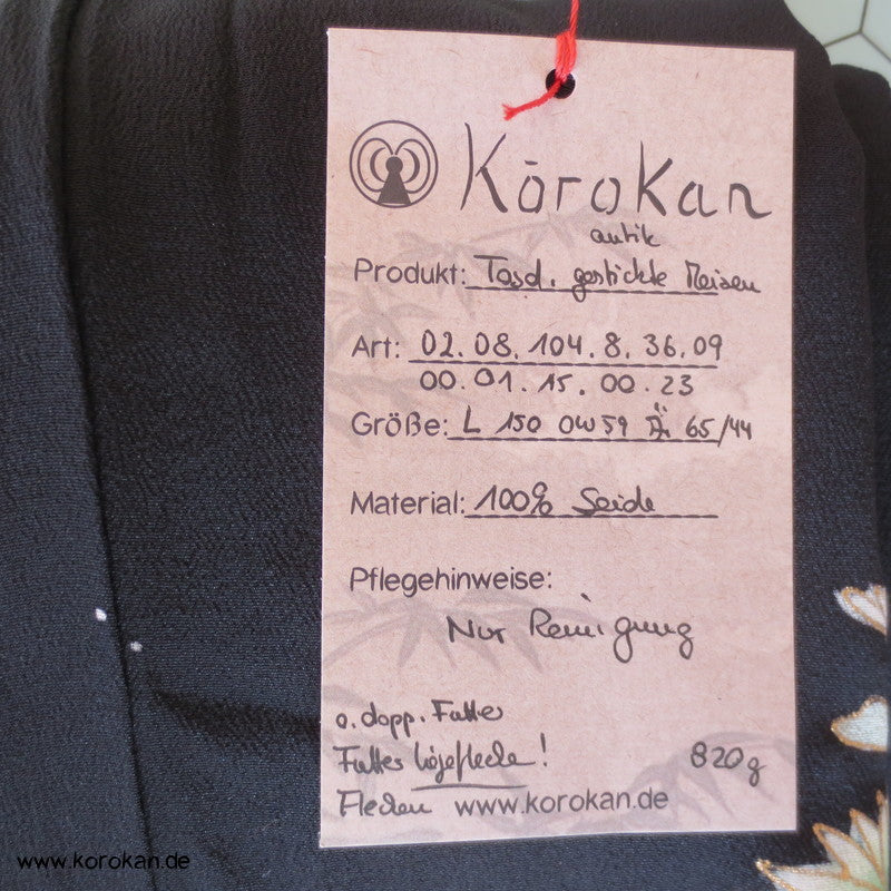 gestickte Vögel / Spatzen? Tomesode Seiden Kimono - antik