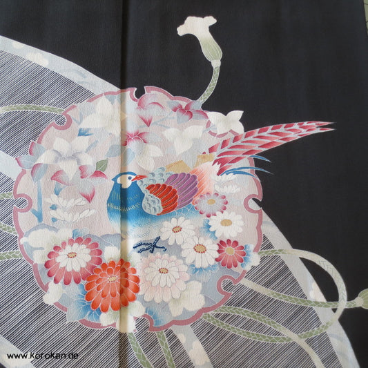 Bambusrollo / Spiegel Tomesode Seiden Kimono