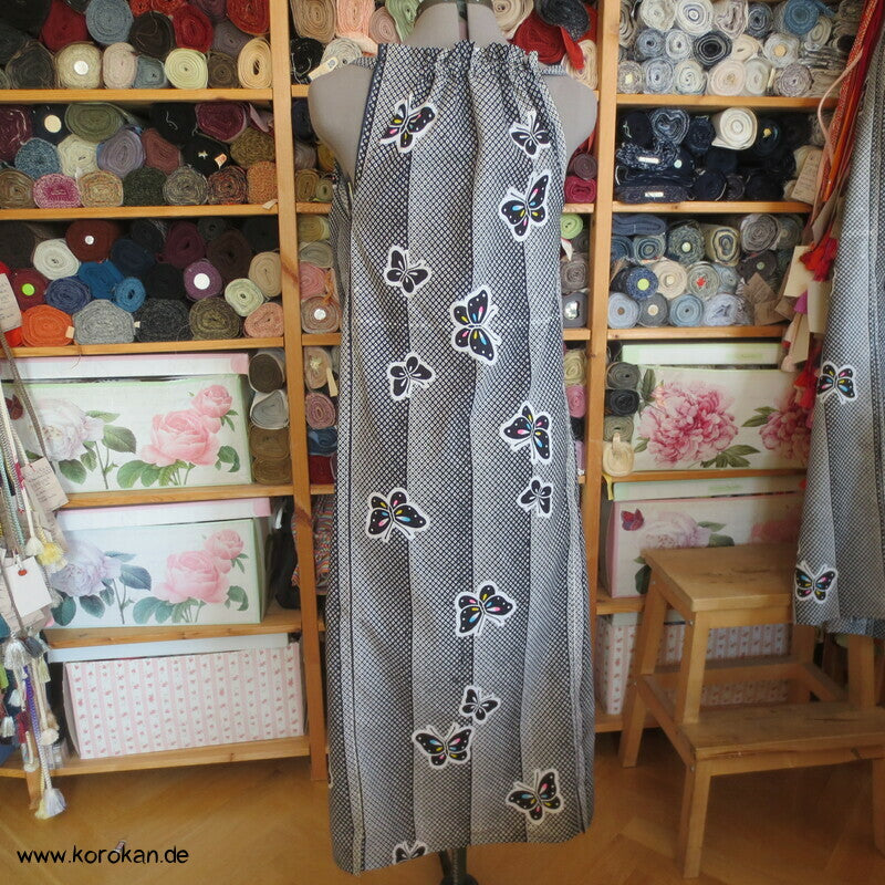 Hochsommer / Strand Kleid aus Yukata Kimono Baumwolle, Schmetterlinge, Gr. S