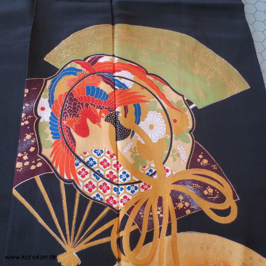 Phönix auf Fächer Tomesode Seiden Kimono