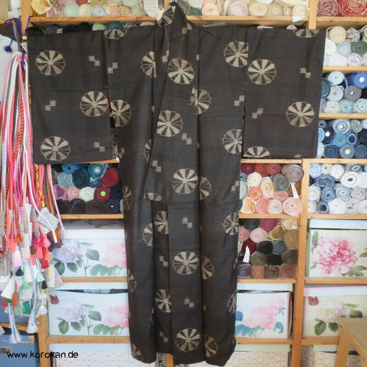 Tsumugi Seiden Kasuri Chrysanthemen, antik