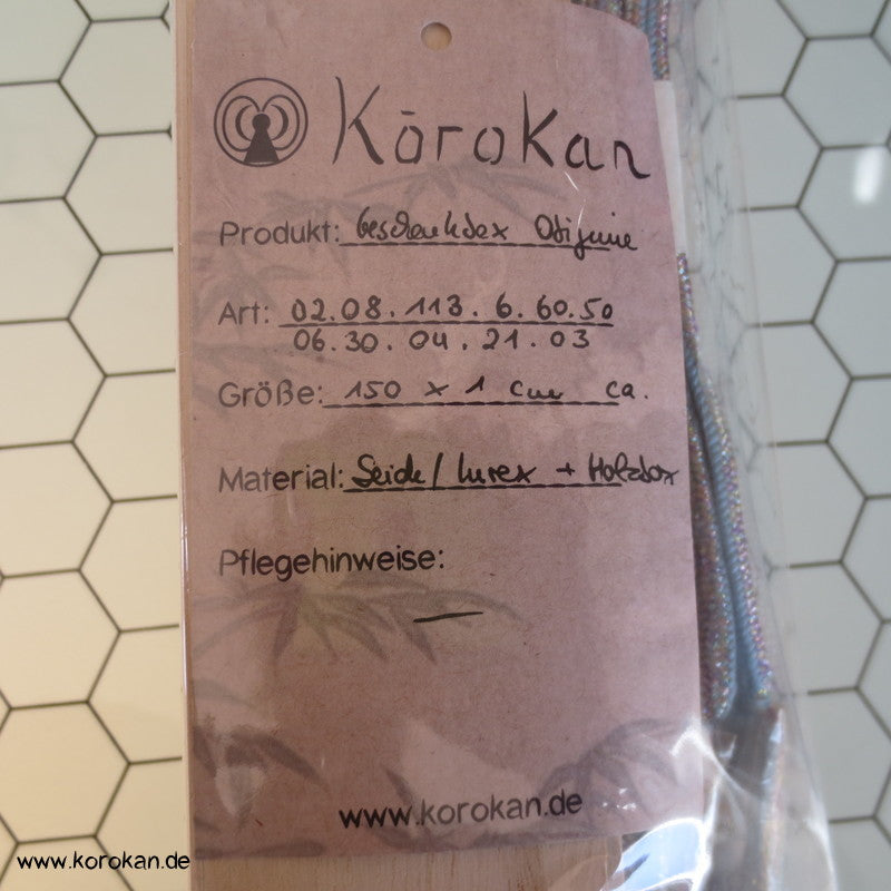 lila silber Obijime in Holz - Geschenkbox