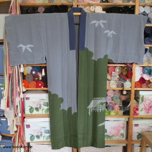Shibori Nebel, Fächer Juban Unterkimono, Seide