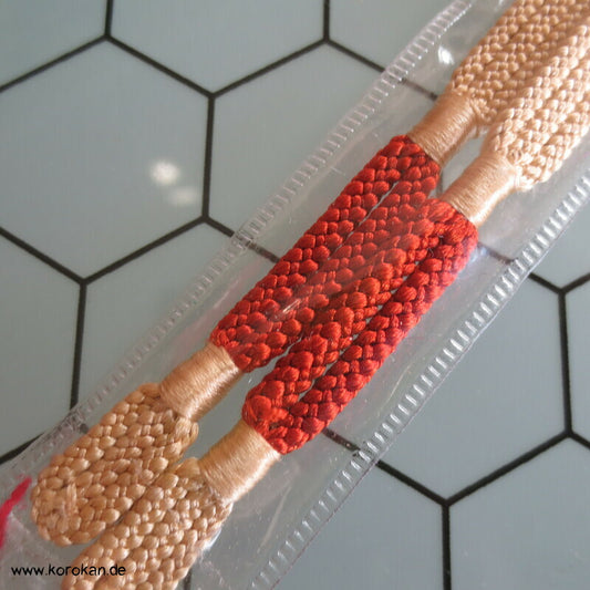 Haori Himo hellgelb mit persimmon doppeltem Abschnitt