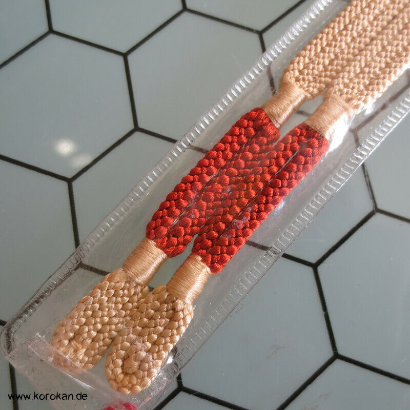 Haori Himo hellgelb mit persimmon doppeltem Abschnitt