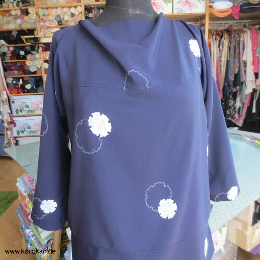 japanischer Schneeflocken Seidencrepe Blusenshirt XL