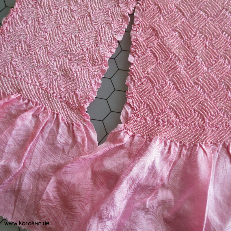 Obiage Seide Karo Shibori, rosa weiß Farbverlauf