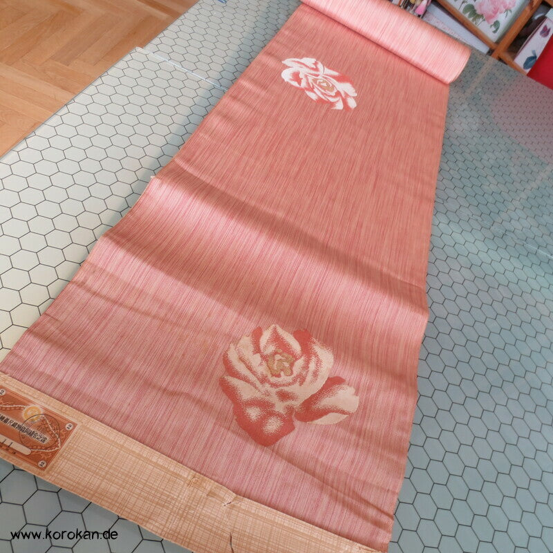 Tanmono Ori Rose auf Streifen - Seide Lurex