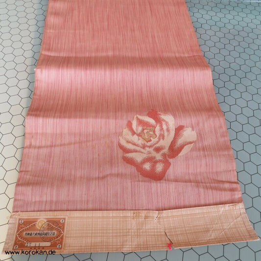 Tanmono Ori Rose auf Streifen - Seide Lurex