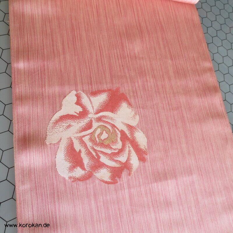 Tanmono Ori Rose auf Streifen - Seide Lurex
