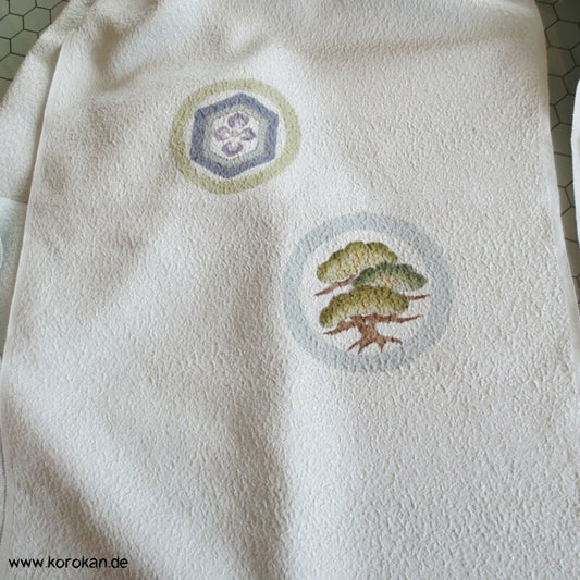 handgemalte Rondelle 2 Stücke eines Ebatoki - ungenähter Kimono