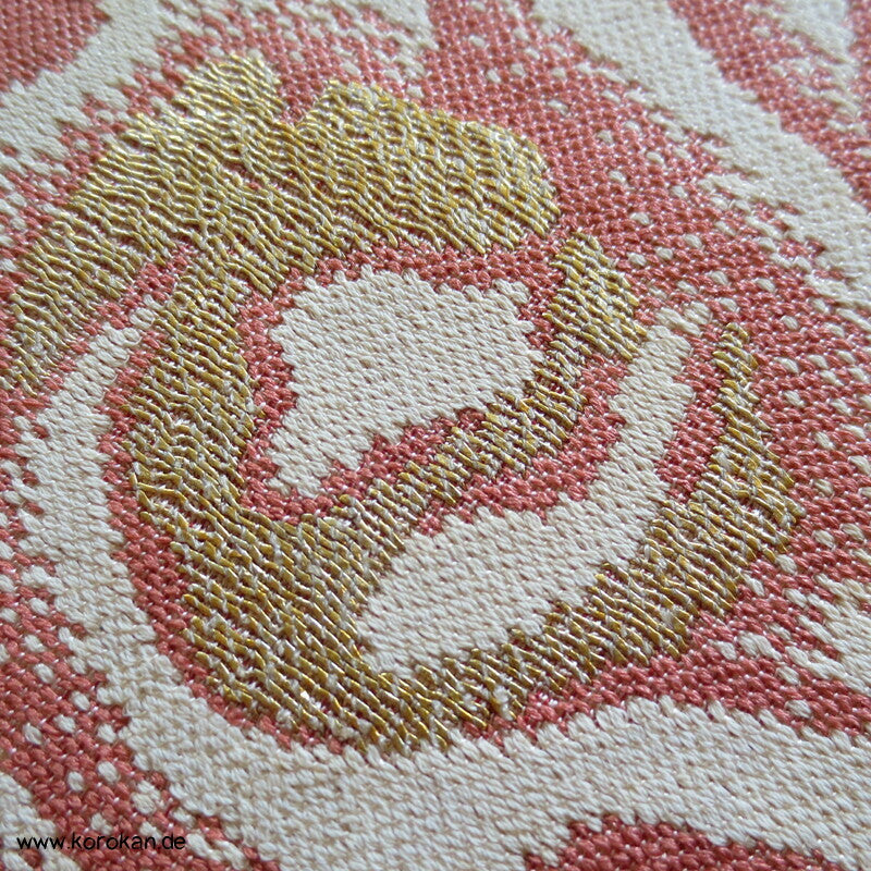 Tanmono Ori Rose auf Streifen - Seide Lurex