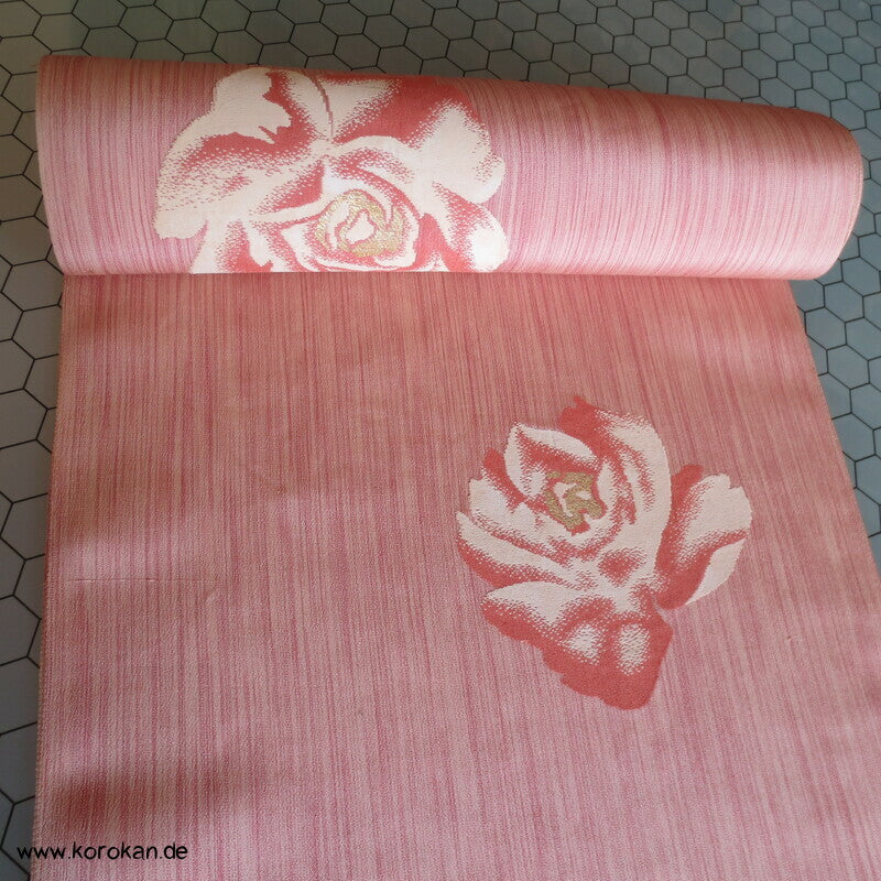 Tanmono Ori Rose auf Streifen - Seide Lurex