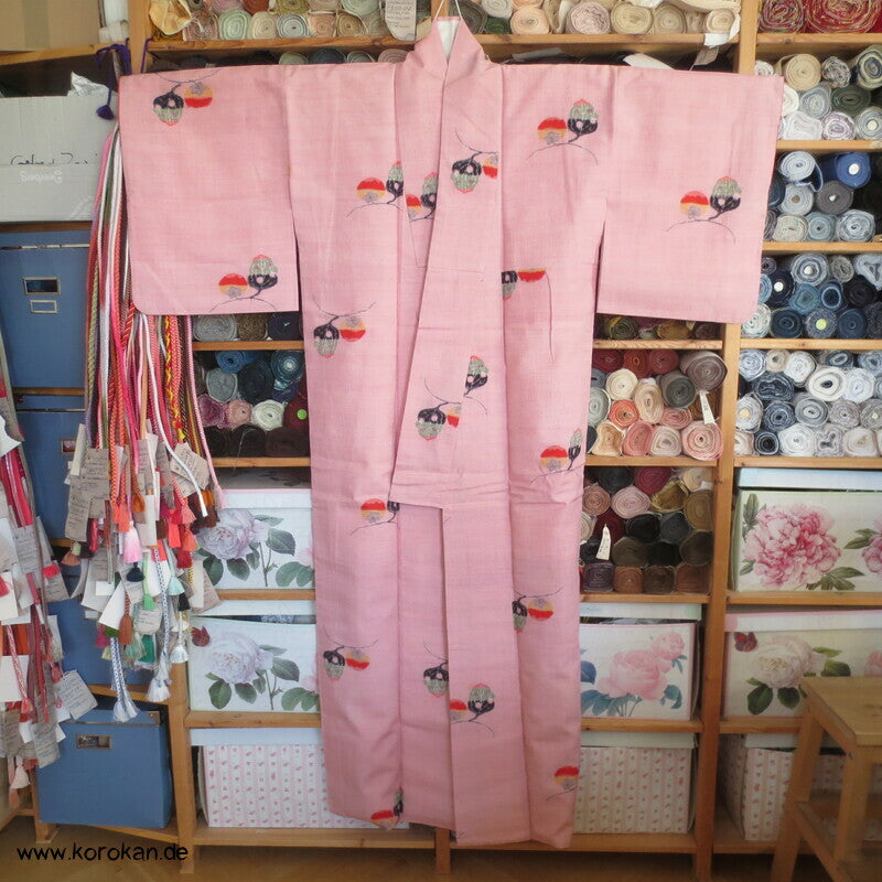 Tsumugi Seide Kasuri Tachibana Blüten in rosa