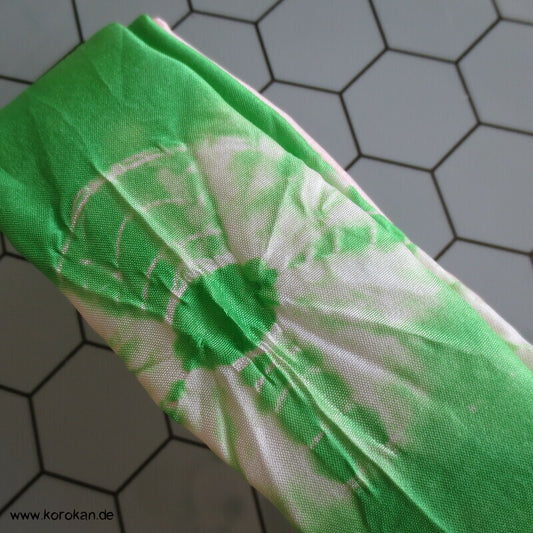 Shibori Seidenpongé, grün - rosa Himo - Bindeband, Seide