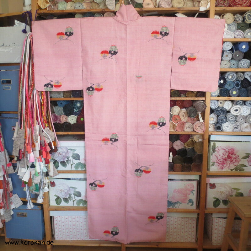 Tsumugi Seide Kasuri Tachibana Blüten in rosa