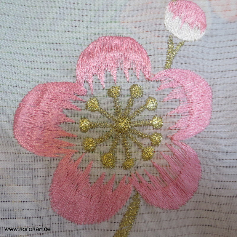 Stickereien mit Kranichen Sha Seiden - Furisode, prächtig