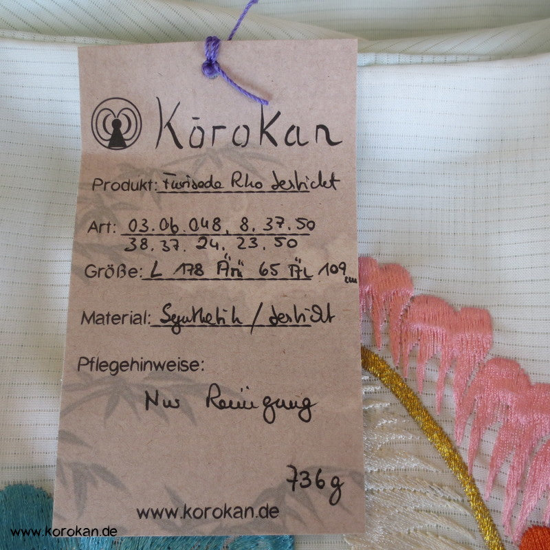 Stickereien mit Kranichen Sha Seiden - Furisode, prächtig