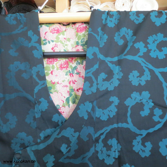 türkise Arabesken Michiyuki Seiden Kimono Mantel