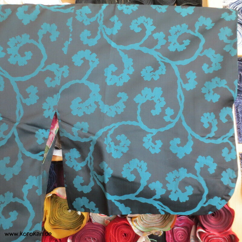 türkise Arabesken Michiyuki Seiden Kimono Mantel