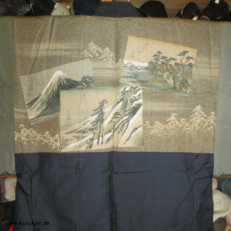 Oshima Tsumugi Seide Kimono + Haori Ensemble
