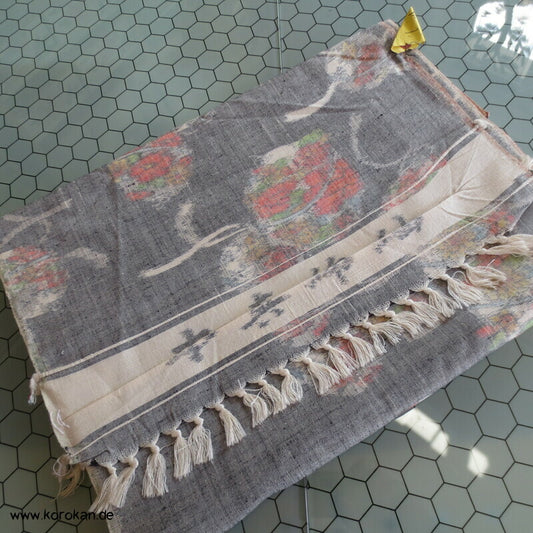 Schellen, Blüten Kasuri Tsumugi Kimono Seide