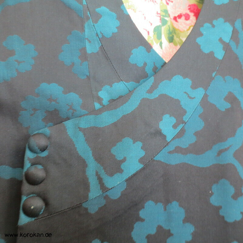 türkise Arabesken Michiyuki Seiden Kimono Mantel