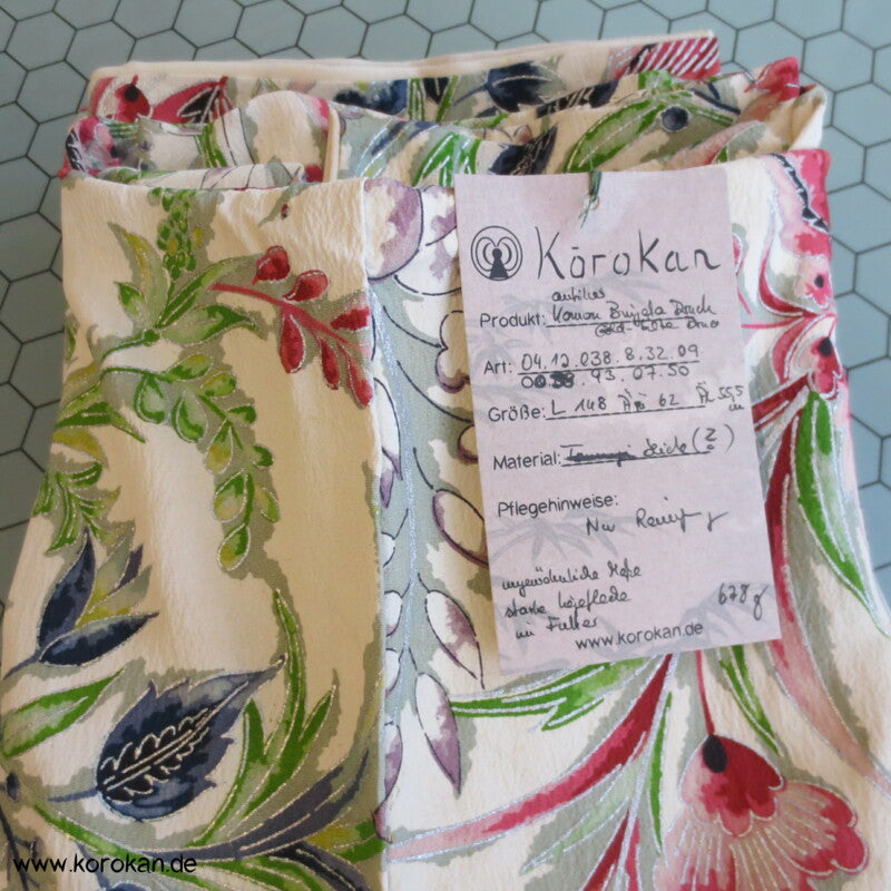 Japan Bingata Druck, Silber Seidencrepe Komon Kimono