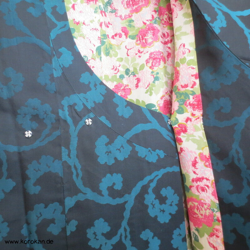 türkise Arabesken Michiyuki Seiden Kimono Mantel