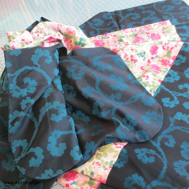 türkise Arabesken Michiyuki Seiden Kimono Mantel