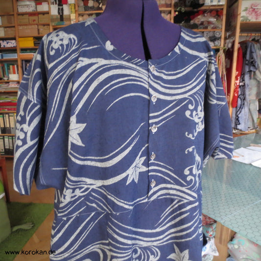 Yukata Wellen Zero Waste Kimono Baumwoll Sommerkleid