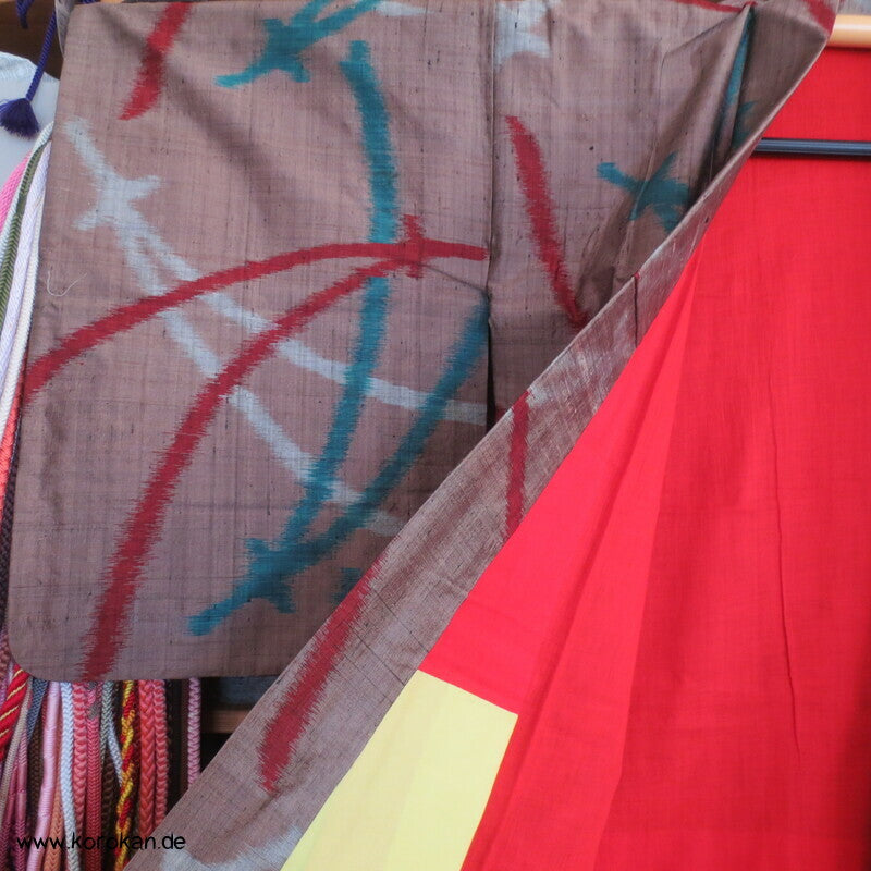 Meisen Komon Kimono mit riesigen Kiefernnadeln, antik